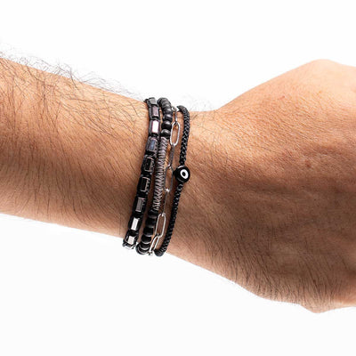 Handmade Men's Adjustable Multiline Beaded Bracelet