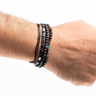 Handmade Men's Adjustable Multiline Beaded Bracelet