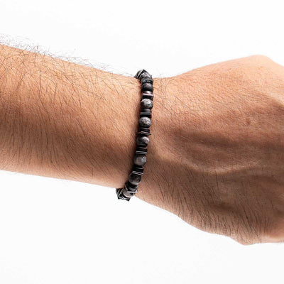 Handmade Men's Beaded Leather Bracelet