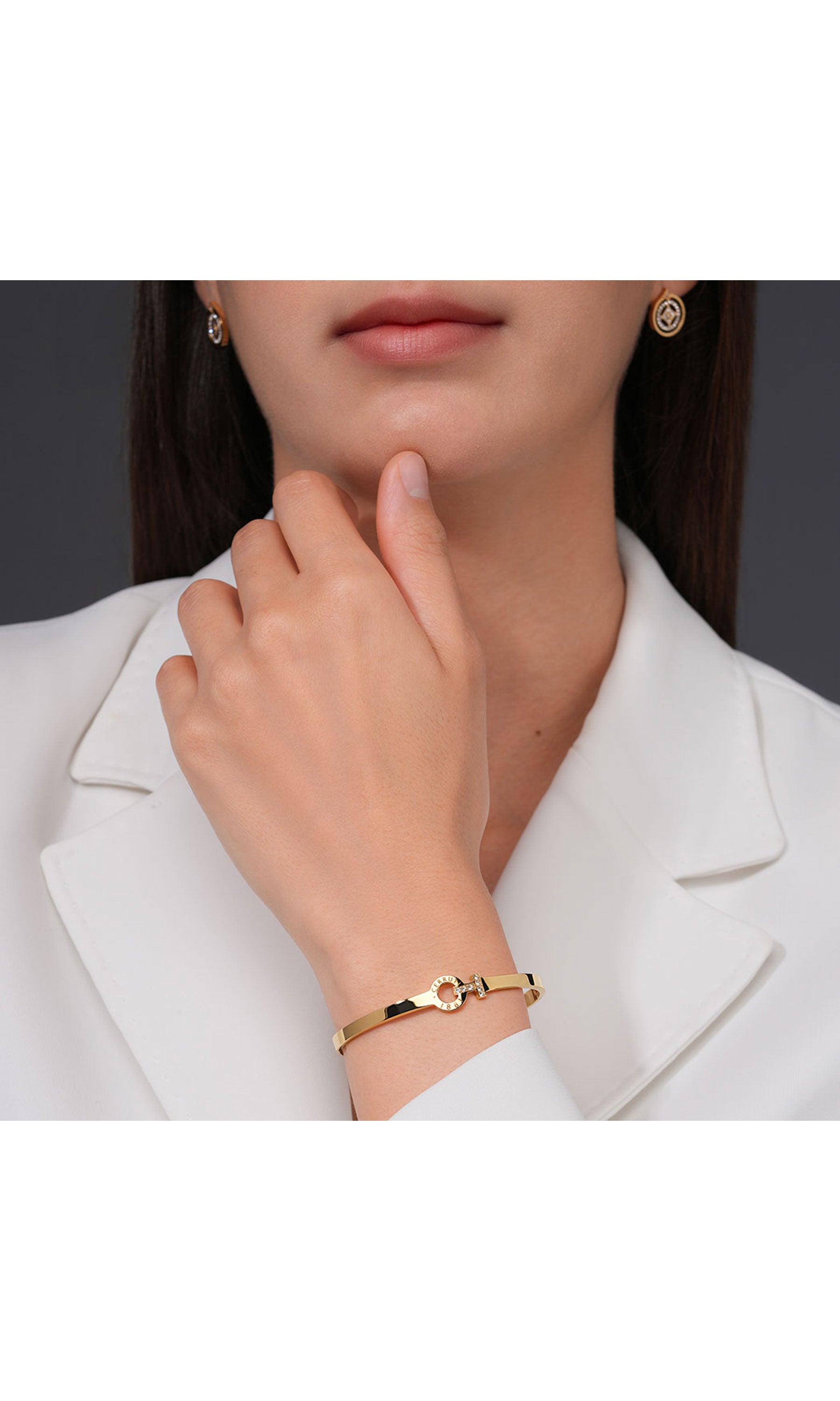 Flavia Stainless Steel Hinged Bangle for Women