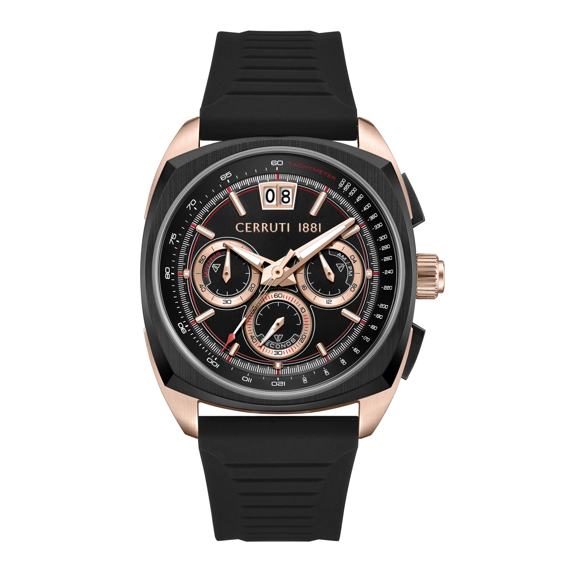 Cerruti 1881 Cuneo Silicone Strap Chronograph Watch for Men, 41.3mm