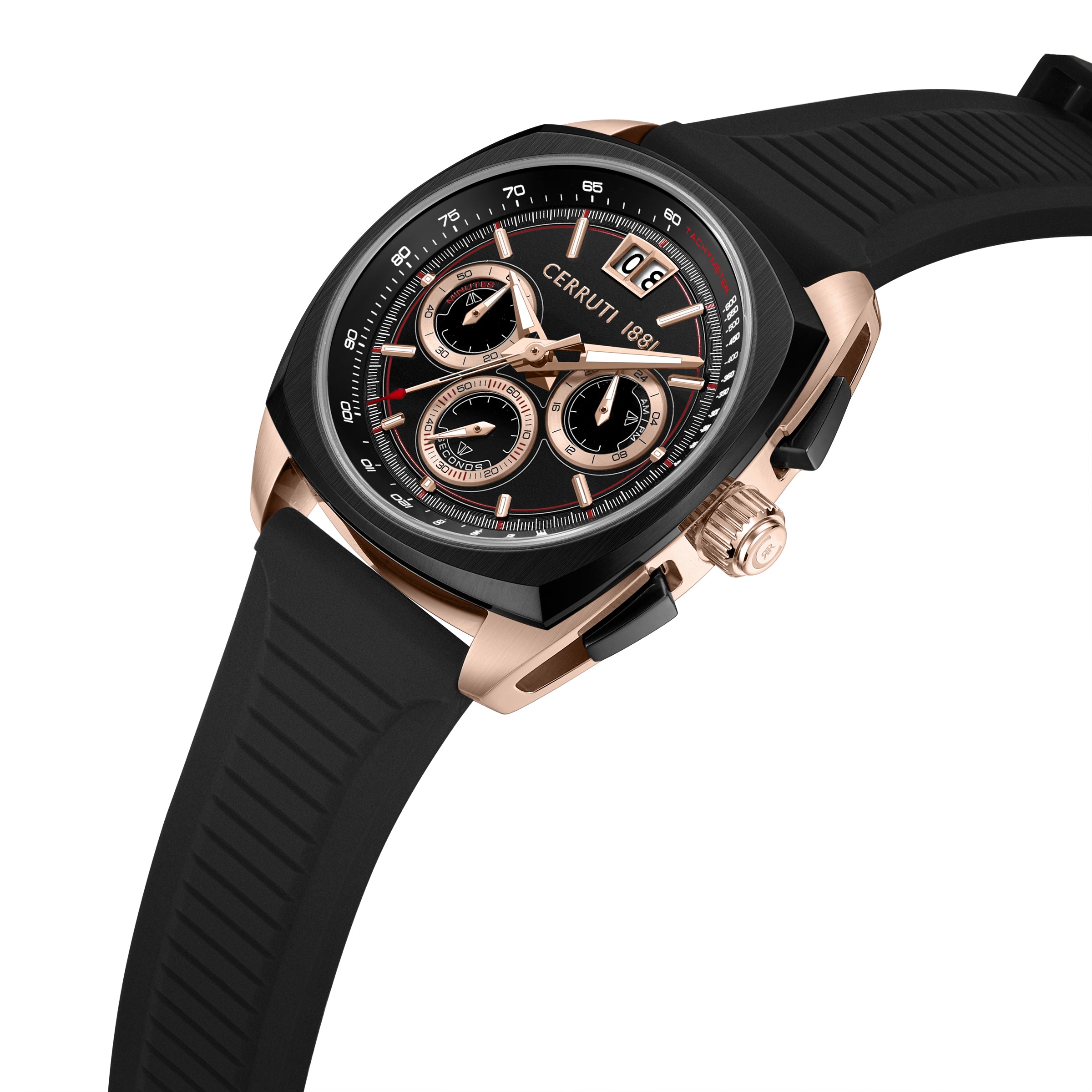 Cerruti 1881 Cuneo Silicone Strap Chronograph Watch for Men, 41.3mm