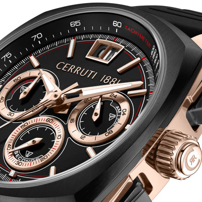 Cerruti 1881 Cuneo Silicone Strap Chronograph Watch for Men, 41.3mm