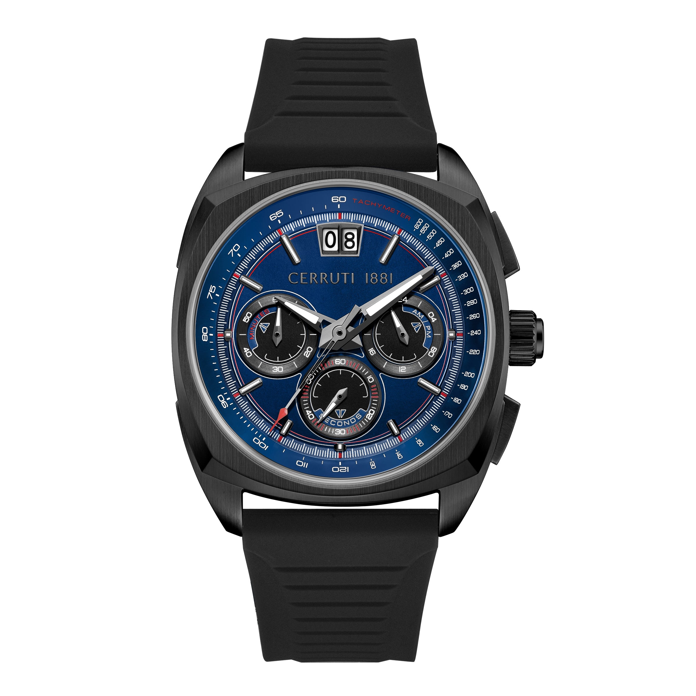 Cerruti 1881 Cuneo Silicone Strap Chronograph Watch for Men, 41.3mm
