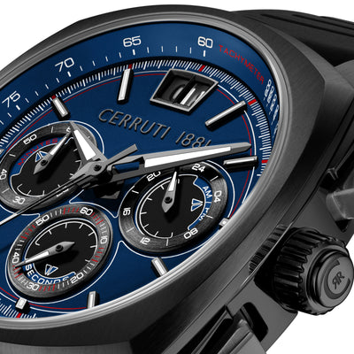 Cerruti 1881 Cuneo Silicone Strap Chronograph Watch for Men, 41.3mm