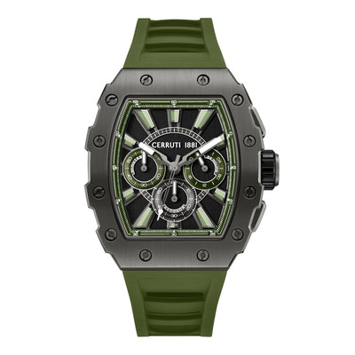 Cerruti 1881 Gubbio Silicone Strap Chronograph Watch for Men, 43.5mm