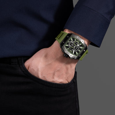 Cerruti 1881 Gubbio Silicone Strap Chronograph Watch for Men, 43.5mm