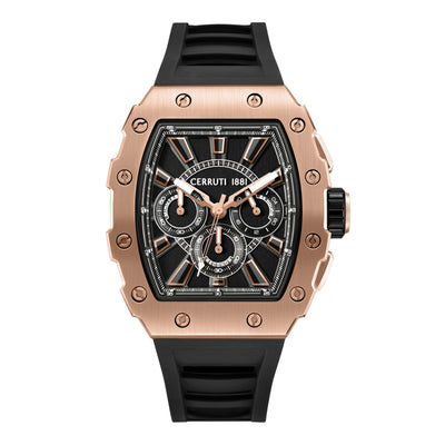 Cerruti 1881 Gubbio Silicone Strap Chronograph Watch for Men, 43.5mm