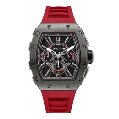Cerruti 1881 Gubbio Silicone Strap Chronograph Watch for Men, 43.5mm