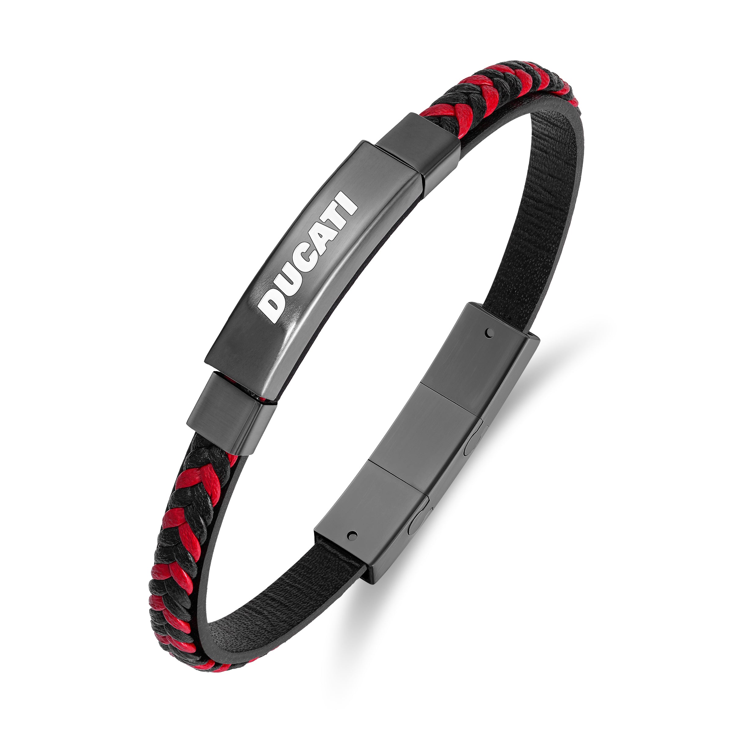 Ducati Voyage Braided Leather Bracelet for Men