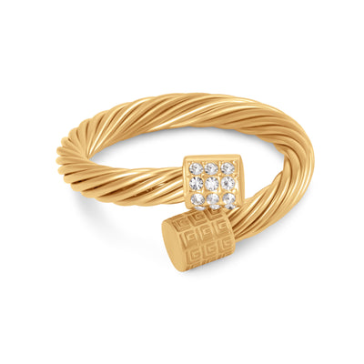 Camille Gold Plated Stainless Steel Twisted Cable Ring for Women