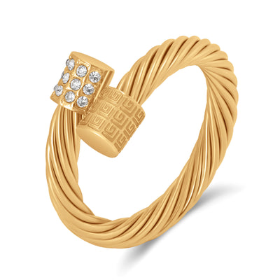Camille Gold Plated Stainless Steel Twisted Cable Ring for Women