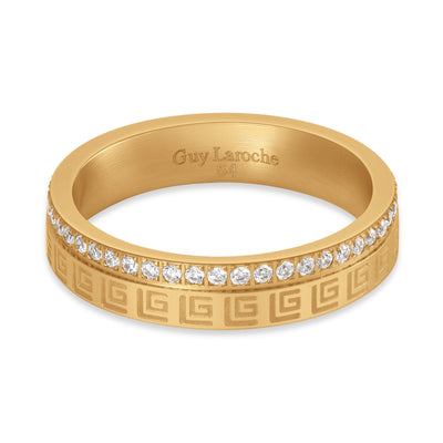 Audrey Yellow Gold Plated Stainless Steel Pavé Crystal Ring for Women