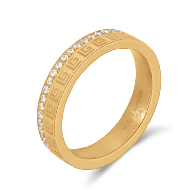 Audrey Yellow Gold Plated Stainless Steel Pavé Crystal Ring for Women