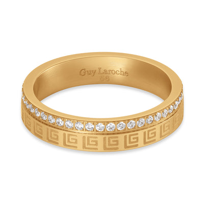 Audrey Yellow Gold Plated Stainless Steel Pavé Crystal Ring for Women