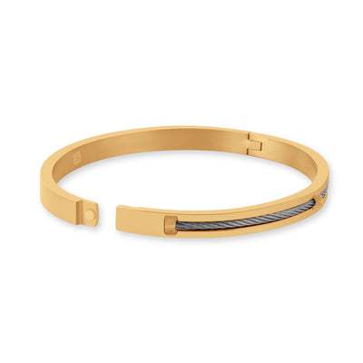 Camille Gold Plated Stainless Steel Hinged Bangle for Women