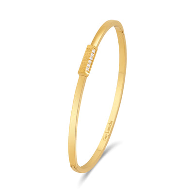 Audrey Yellow Gold Plated Stainless Steel Hinged Bangle for Women