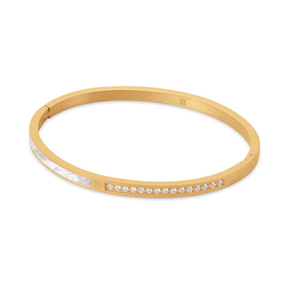 Aurore Gold Plated Stainless Steel Hinged Bangle for Women