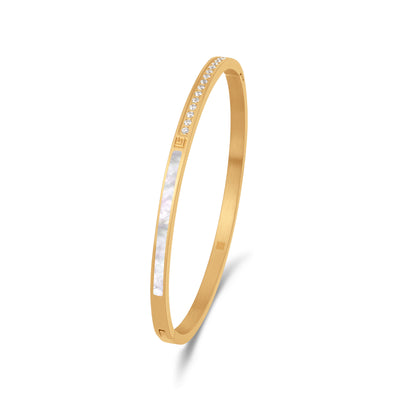 Aurore Gold Plated Stainless Steel Hinged Bangle for Women