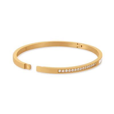Aurore Gold Plated Stainless Steel Hinged Bangle for Women