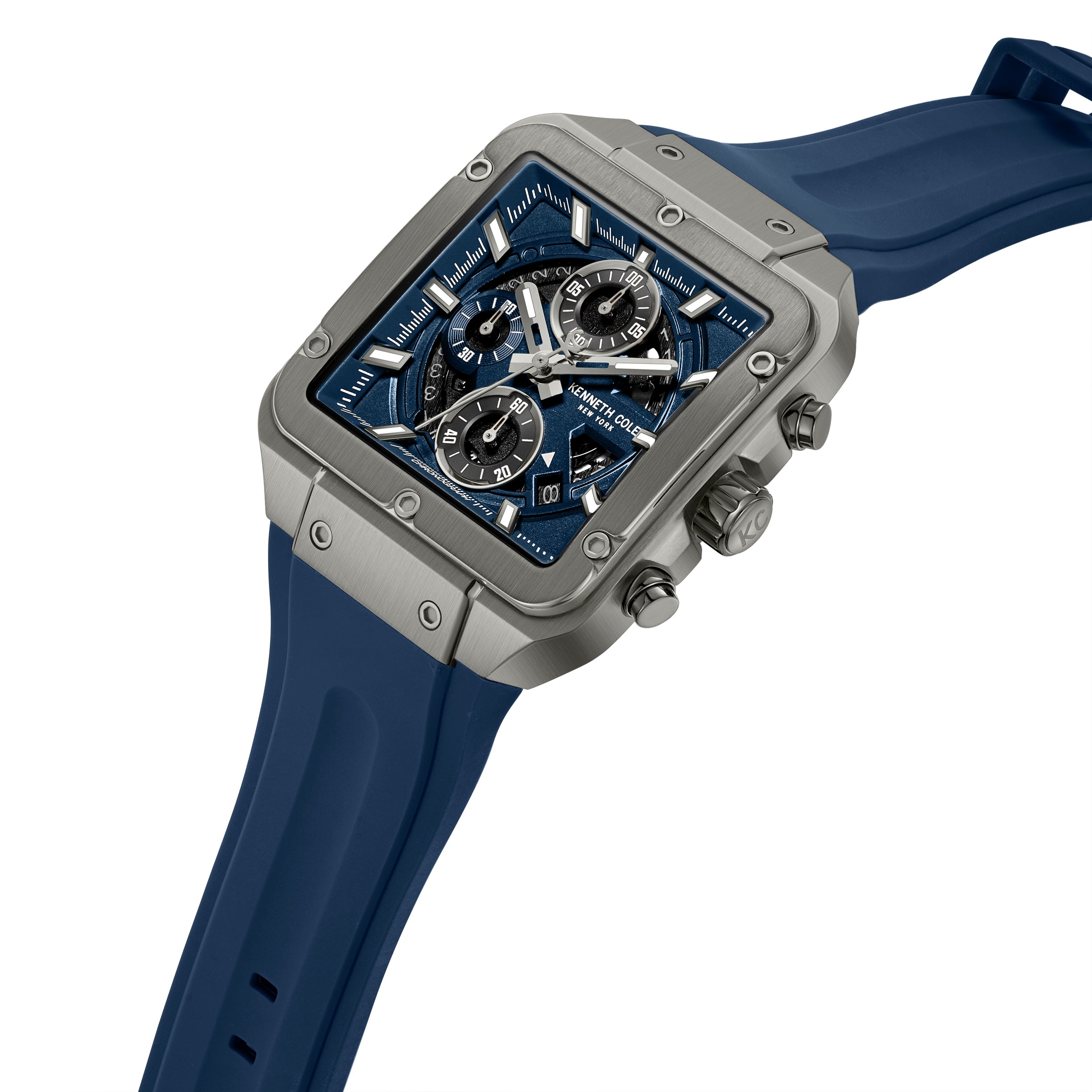 Kenneth Cole New York Arlington Silicone Strap Chronograph Watch for Men, 39.5mm