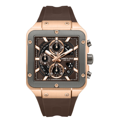 Kenneth Cole New York Arlington Silicone Strap Chronograph Watch for Men, 39.5mm