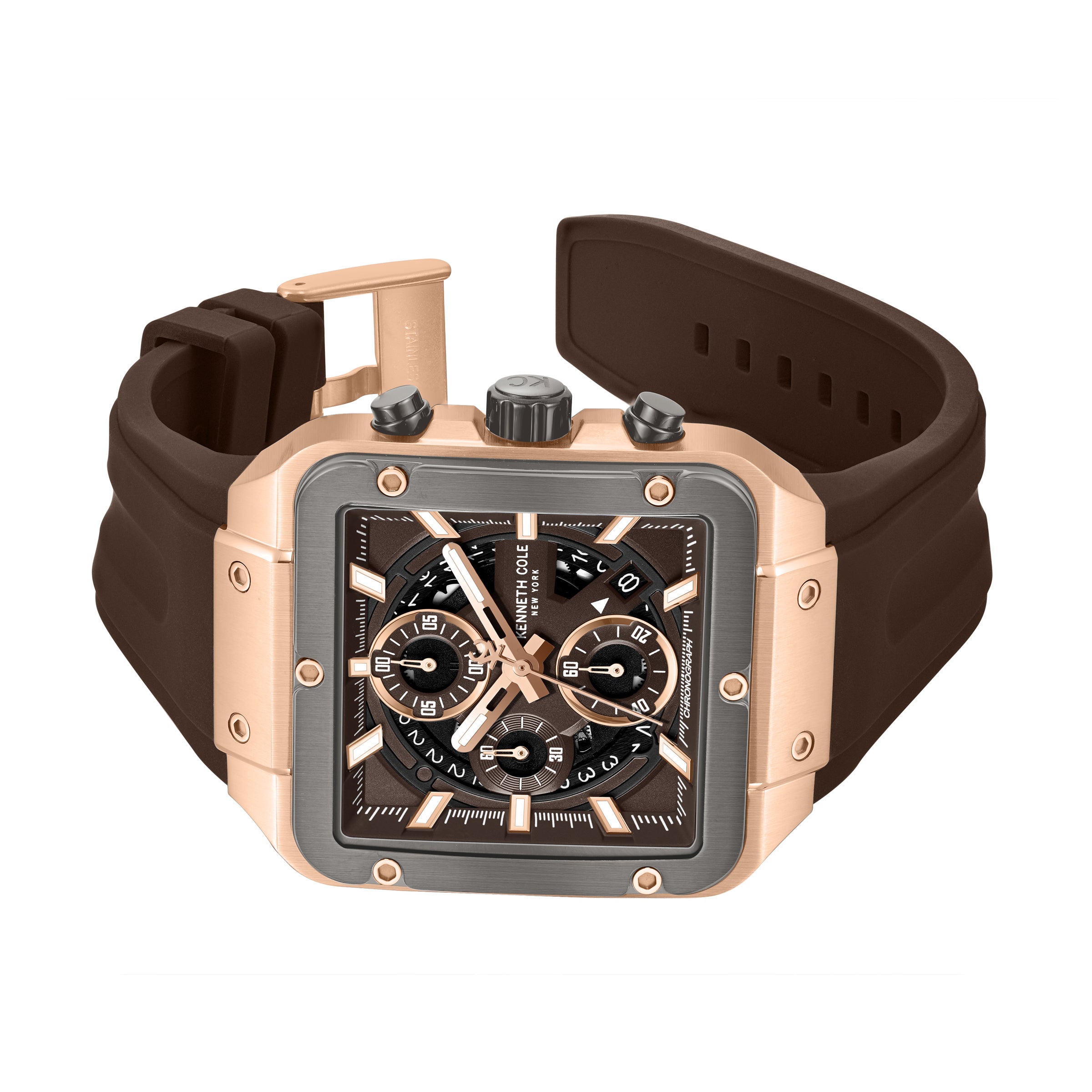 Kenneth Cole New York Arlington Silicone Strap Chronograph Watch for Men, 39.5mm