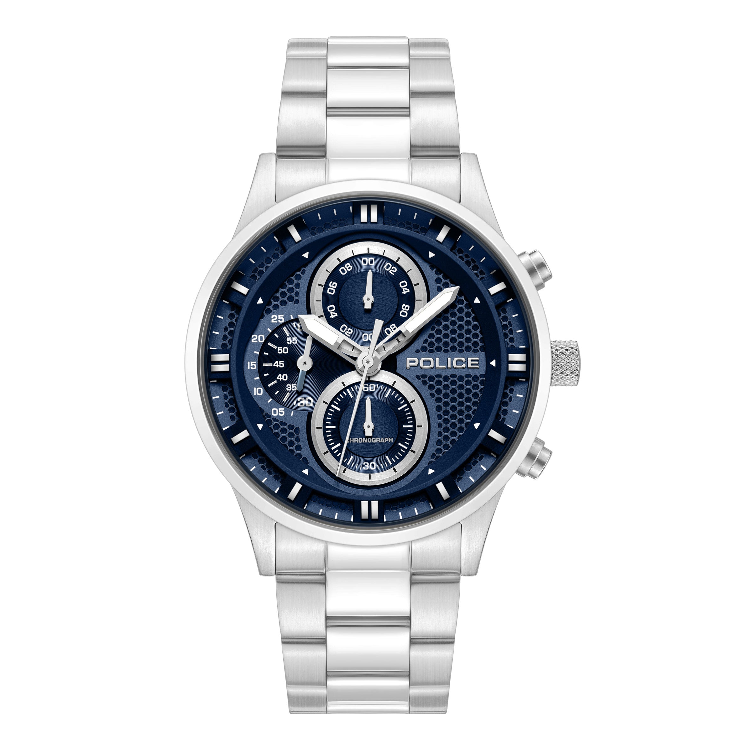 Police Levuka Stainless Steel Bracelet Chronograph Watch for Men, 43.5mm