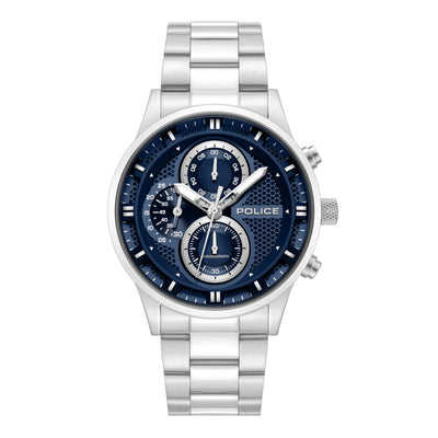 Police Levuka Stainless Steel Bracelet Chronograph Watch for Men, 43.5mm