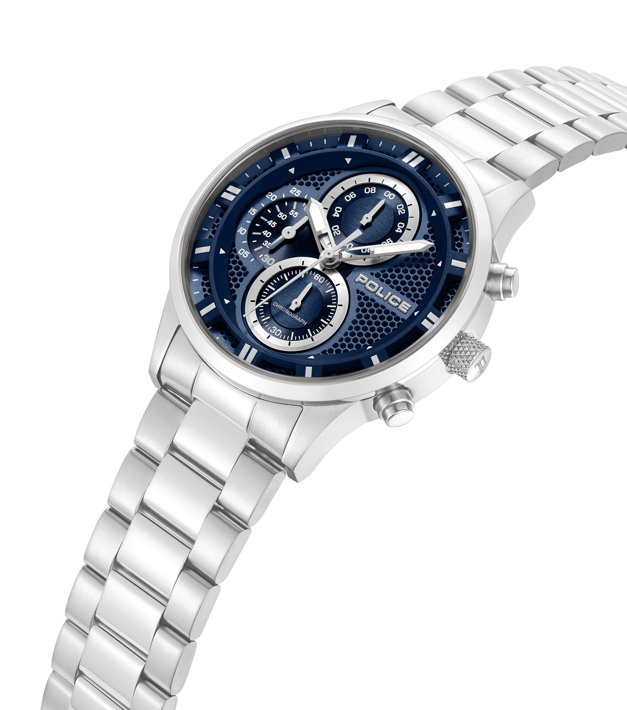 Police Levuka Stainless Steel Bracelet Chronograph Watch for Men, 43.5mm