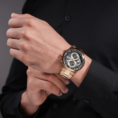 Police Levuka Stainless Steel Bracelet Chronograph Watch for Men, 43.5mm