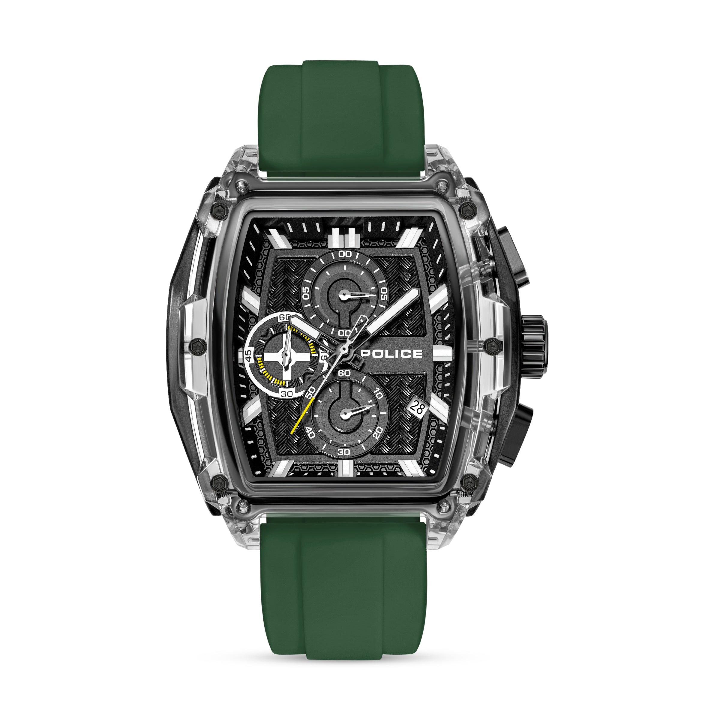 Police Clout Tank Interchangeable Silicone Straps Chronograph Watch for Men, 53.5mm