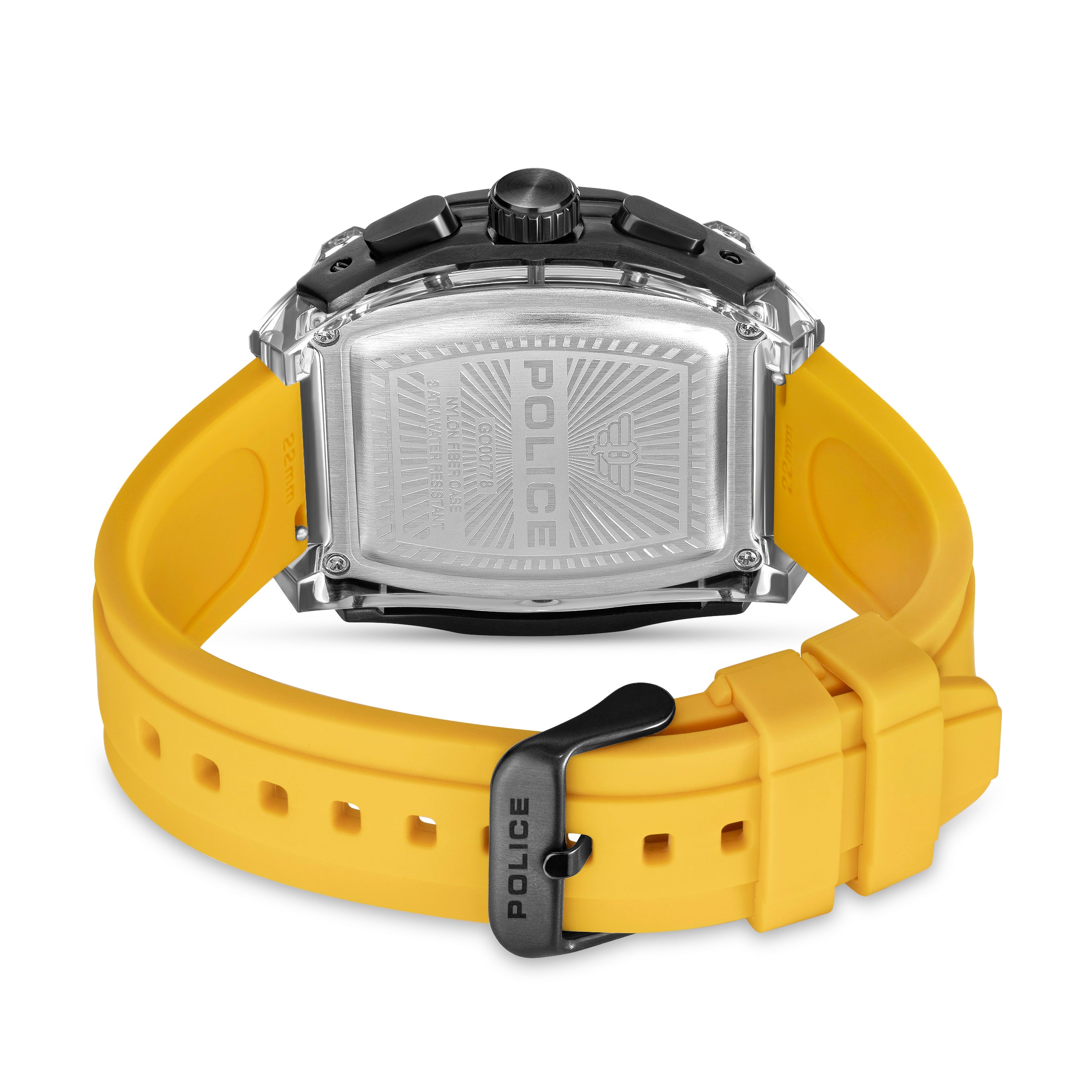 Police Clout Tank Interchangeable Silicone Straps Chronograph Watch for Men, 53.5mm