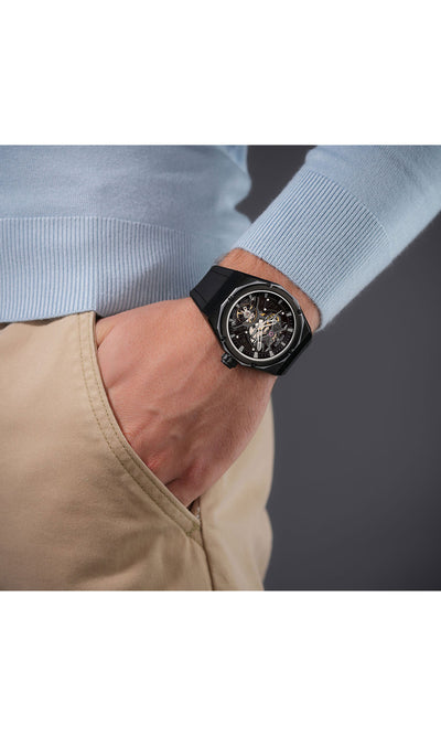 Police Dayton Silicone Strap Automatic Watch 45mm