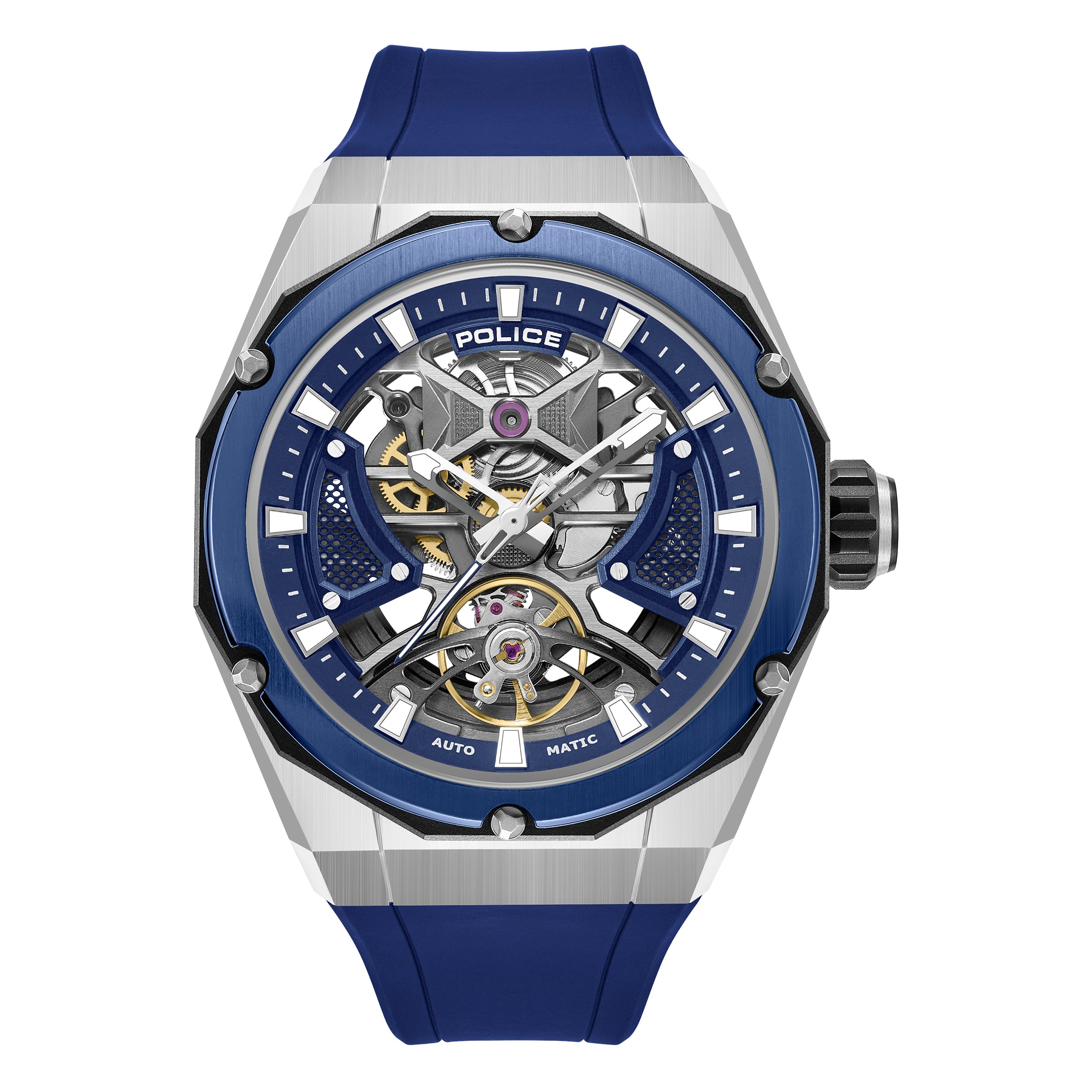 Police Dayton Silicone Strap Automatic Watch 45mm