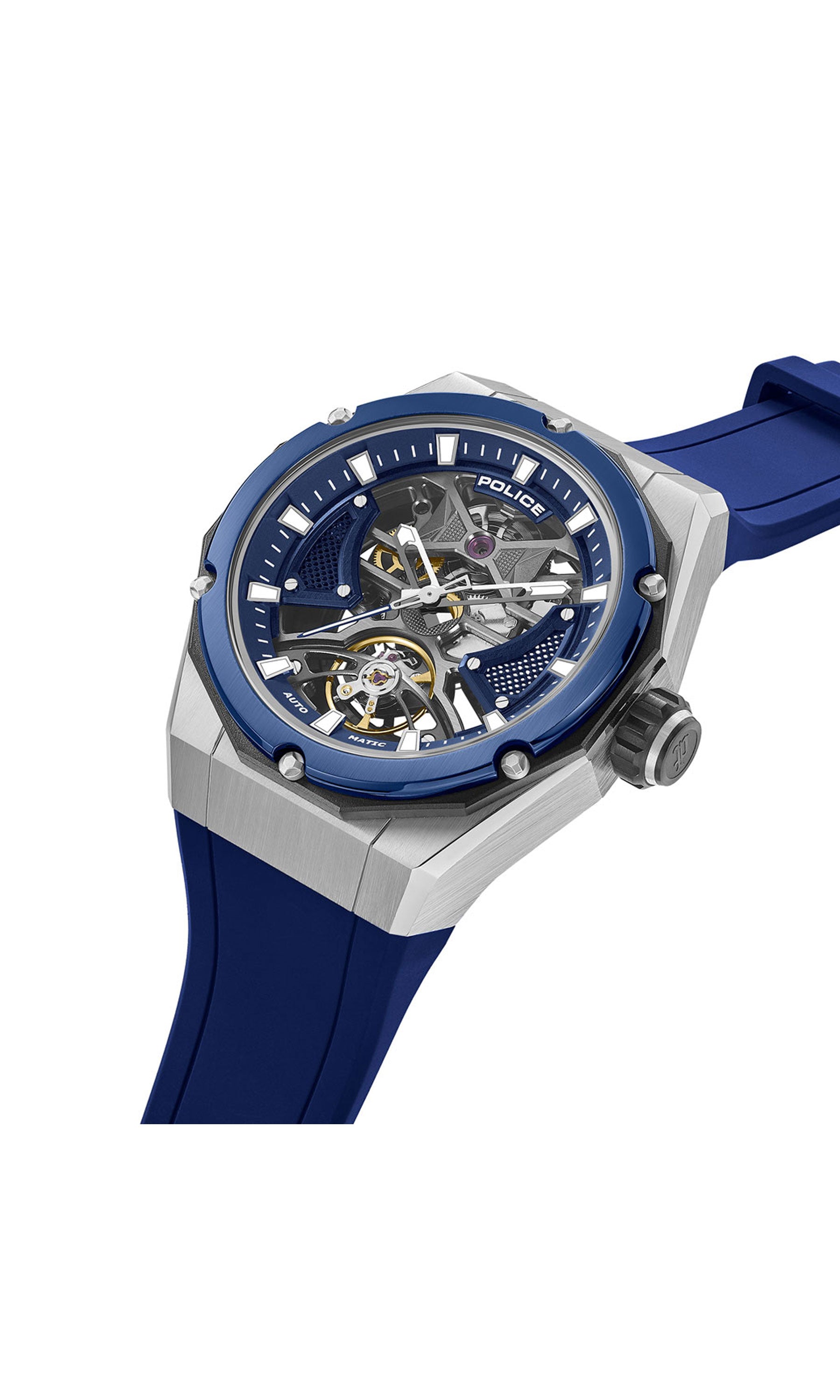 Police Dayton Silicone Strap Automatic Watch 45mm
