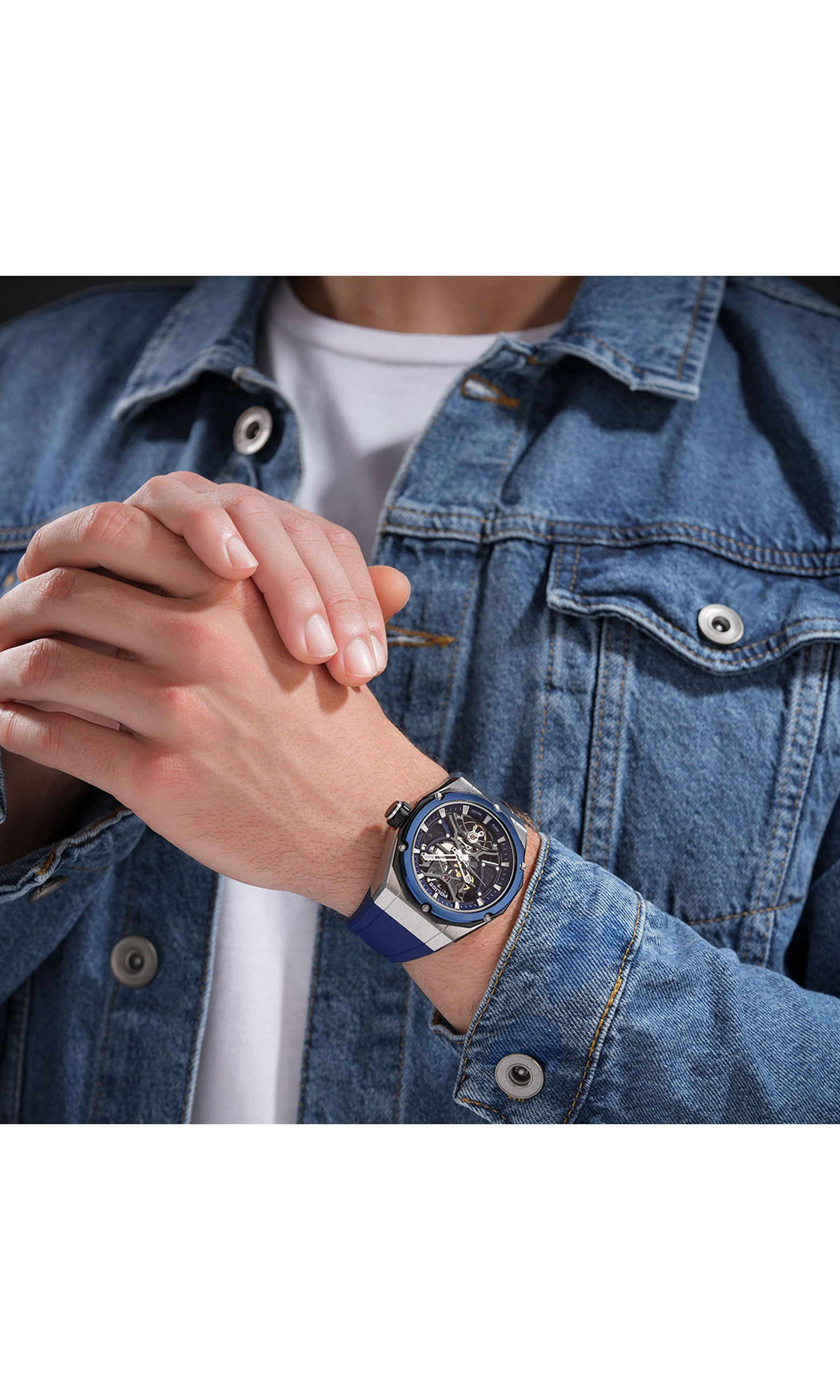 Police Dayton Silicone Strap Automatic Watch 45mm