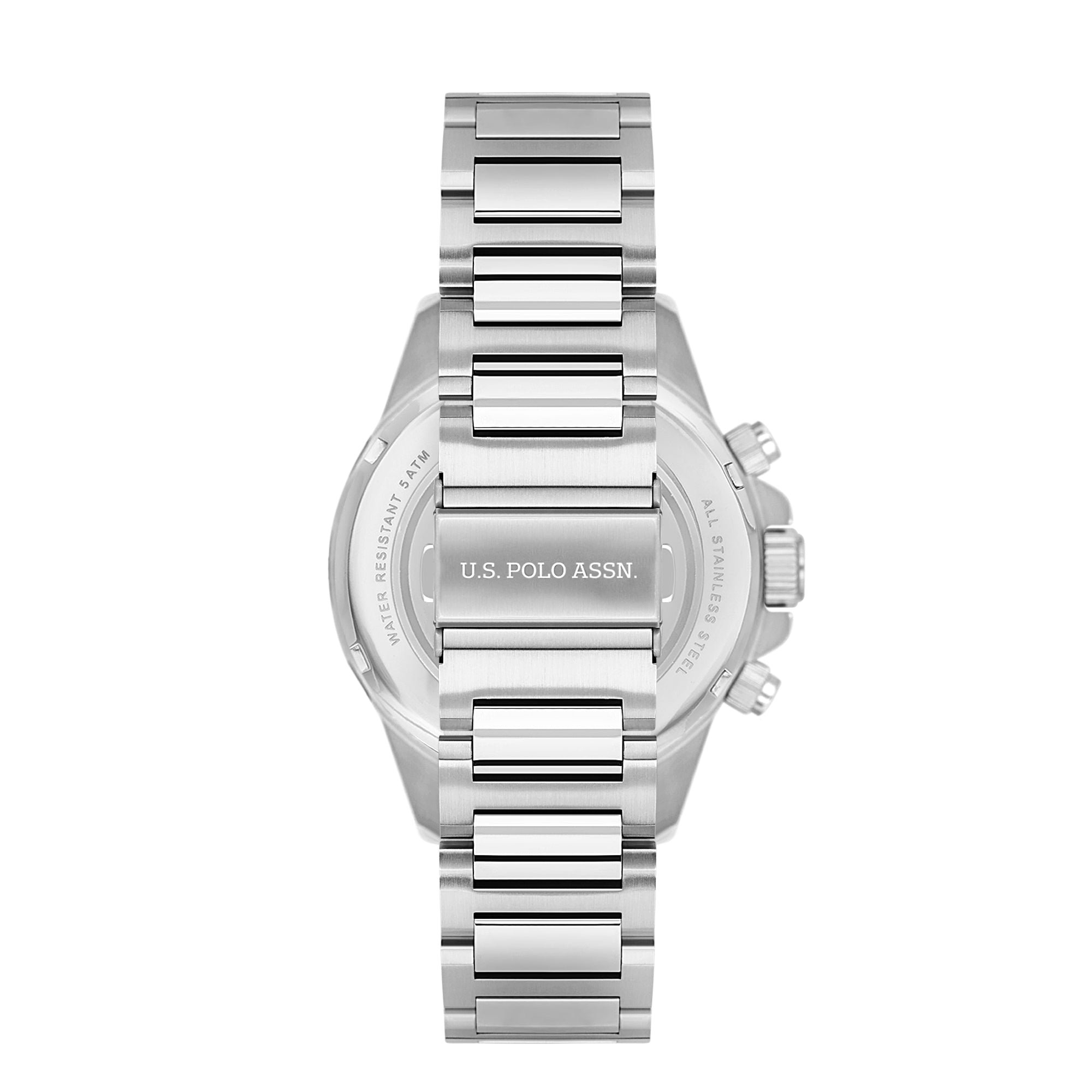 U.S. Polo Assn. Crossing Stainless Steel Bracelet Multifunction Watch for Men, 45mm