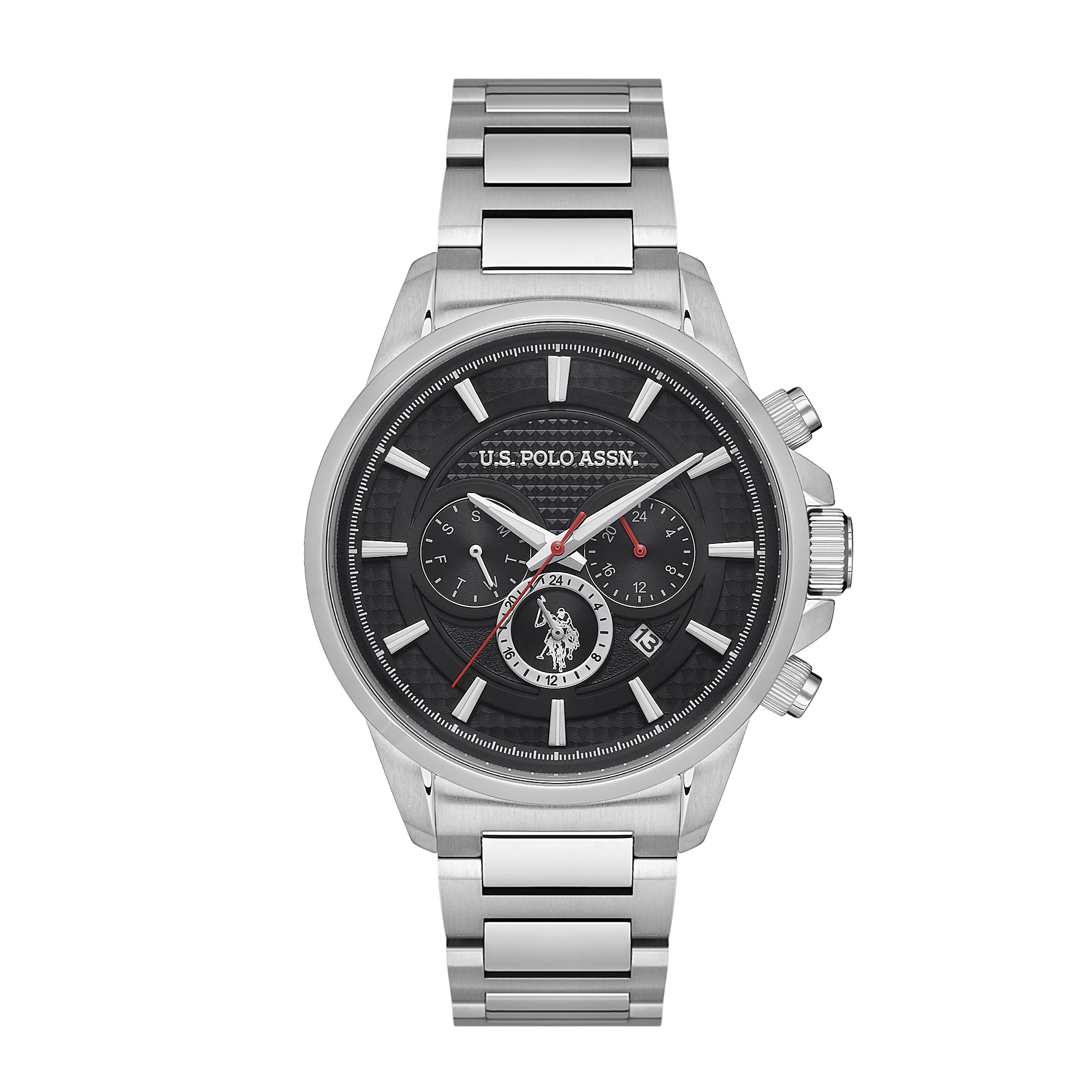 U.S. Polo Assn. Crossing Stainless Steel Bracelet Multifunction Watch for Men, 45mm