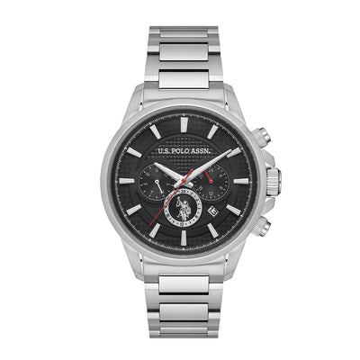 U.S. Polo Assn. Crossing Stainless Steel Bracelet Multifunction Watch for Men, 45mm