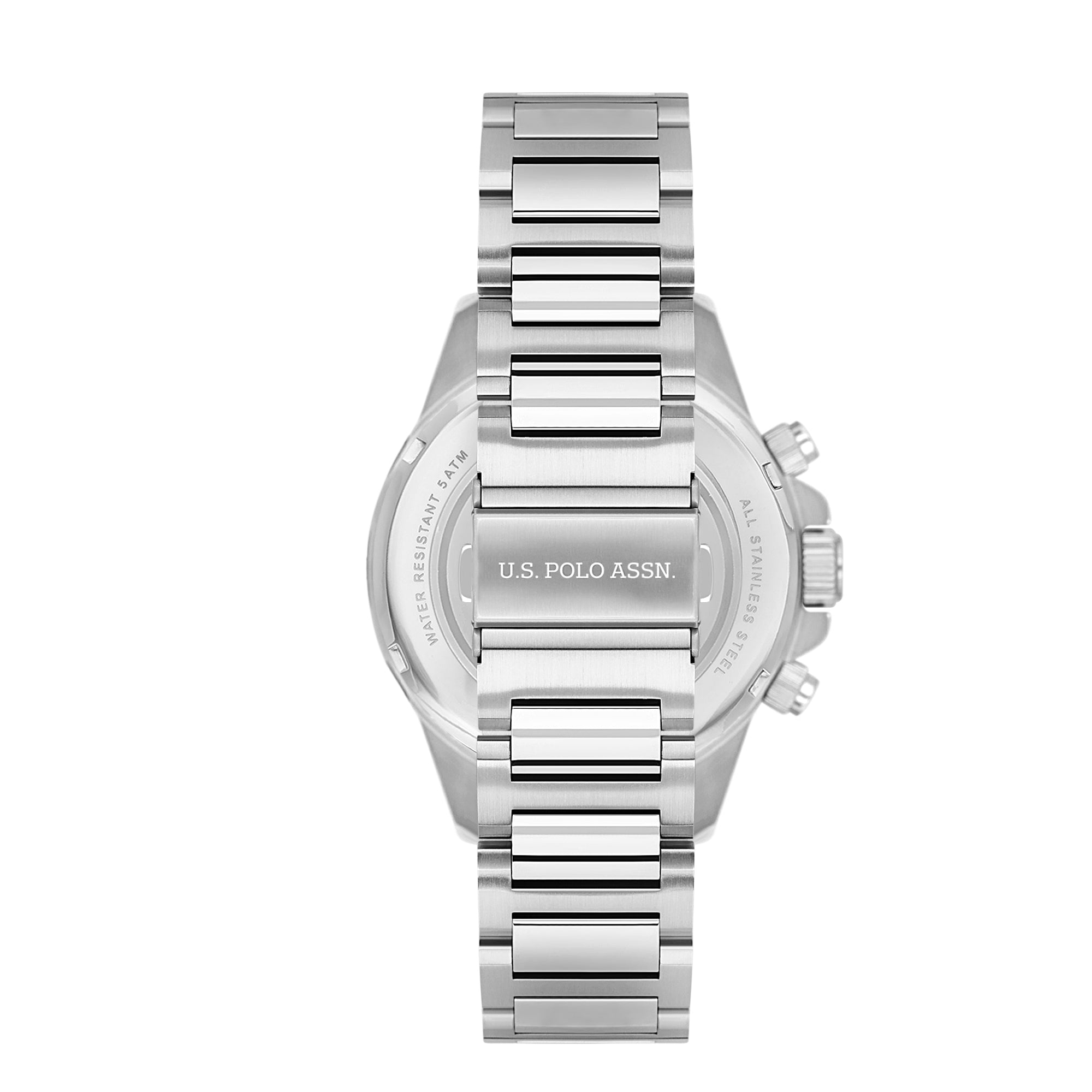 U.S. Polo Assn. Crossing Stainless Steel Bracelet Multifunction Watch for Men, 45mm