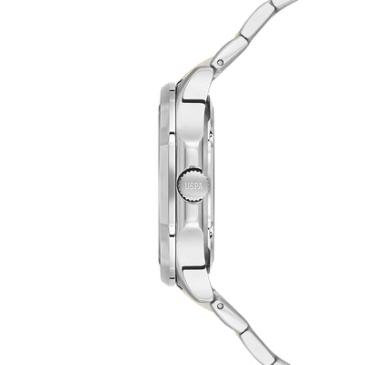 U.S. Polo Assn. Novelties Men's Green Dial Silver Stainless Steel Bracelet Analog Watch 45mm