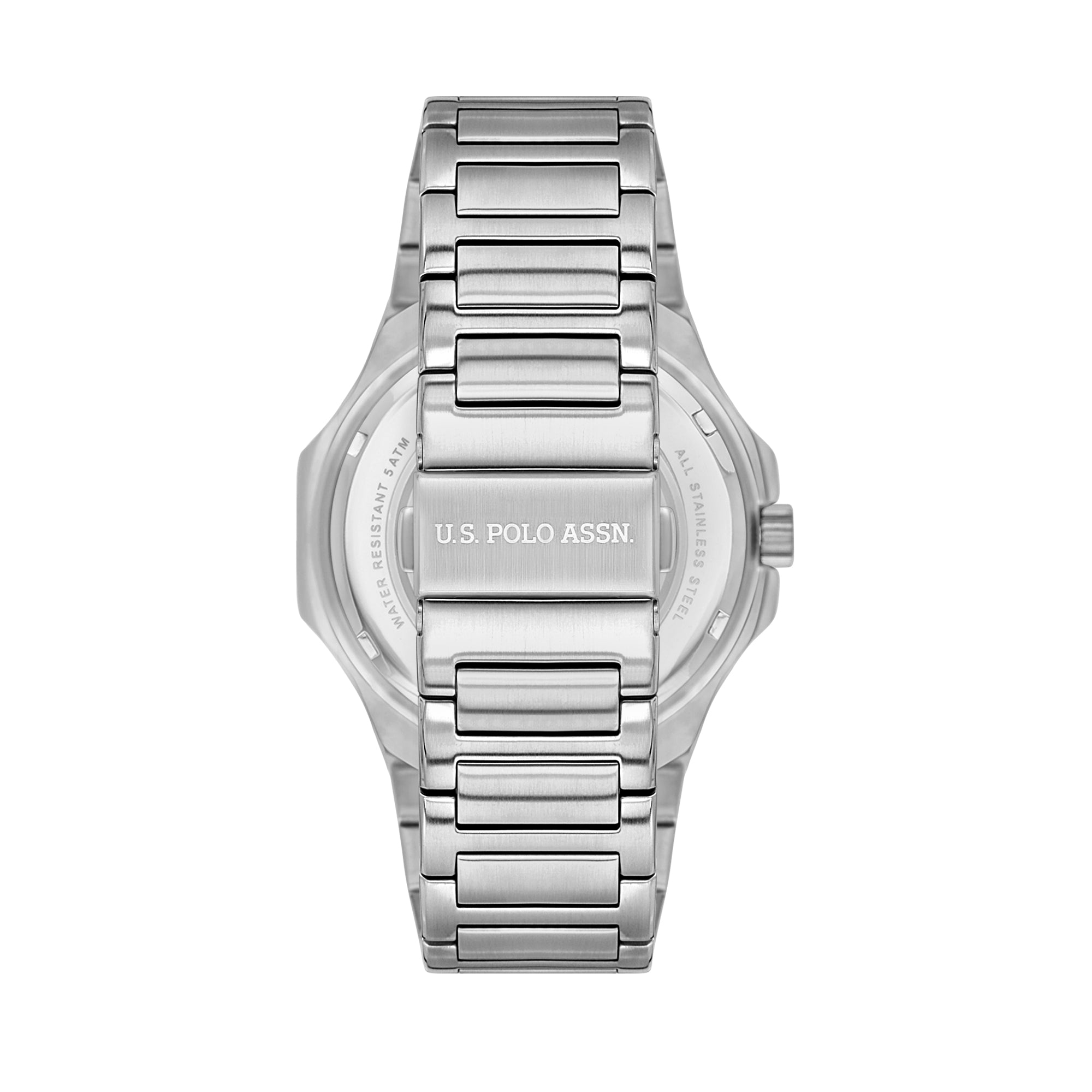 U.S. Polo Assn. Novelties Men's Green Dial Silver Stainless Steel Bracelet Analog Watch 45mm