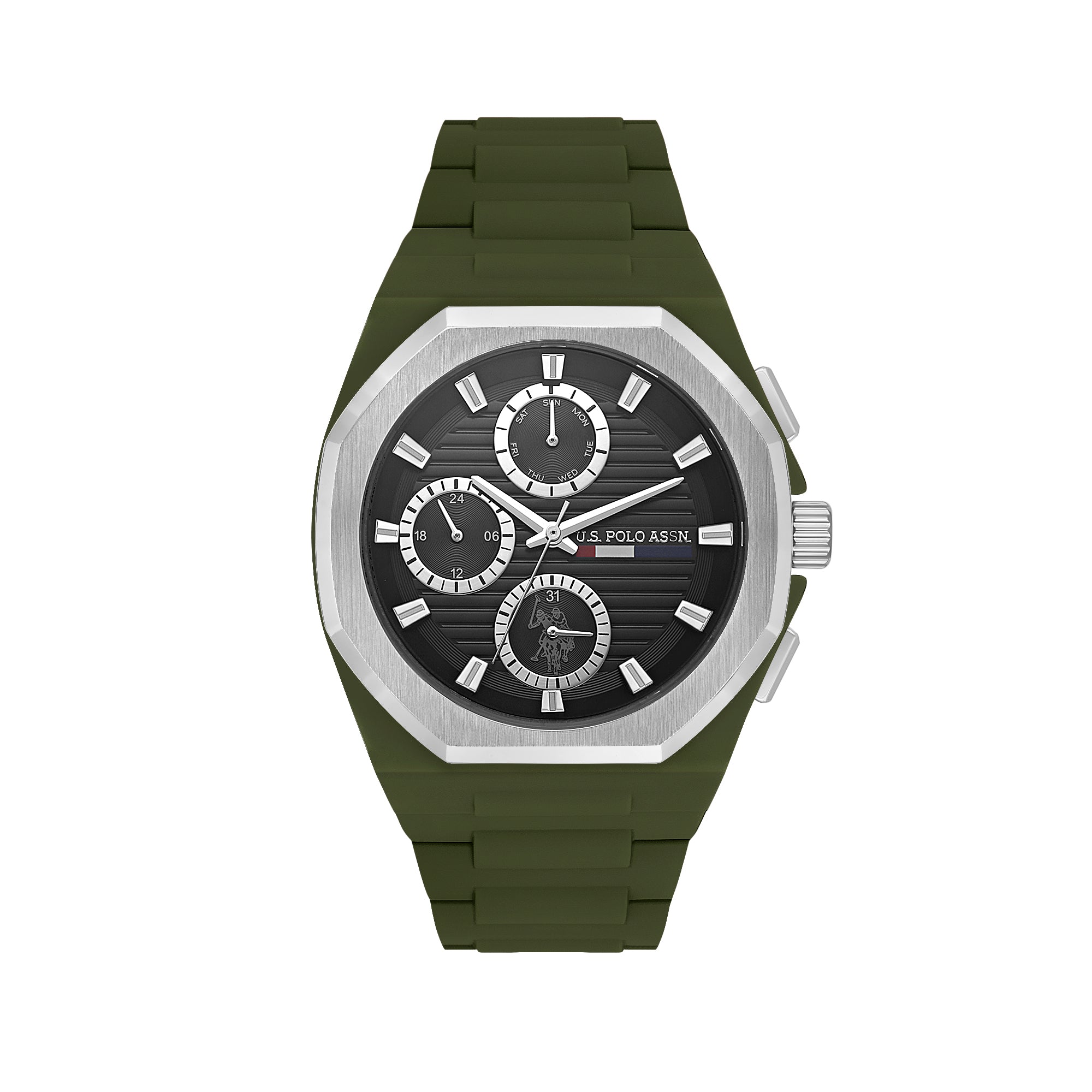 U.S. Polo Assn. Crossing Stainless Steel Bracelet Multifunction Watch fo Men, 42mm