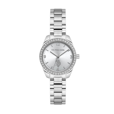 U.S. Polo Assn. Novelties Stainless Steel Bracelet Analog Watch for Women, 28mm