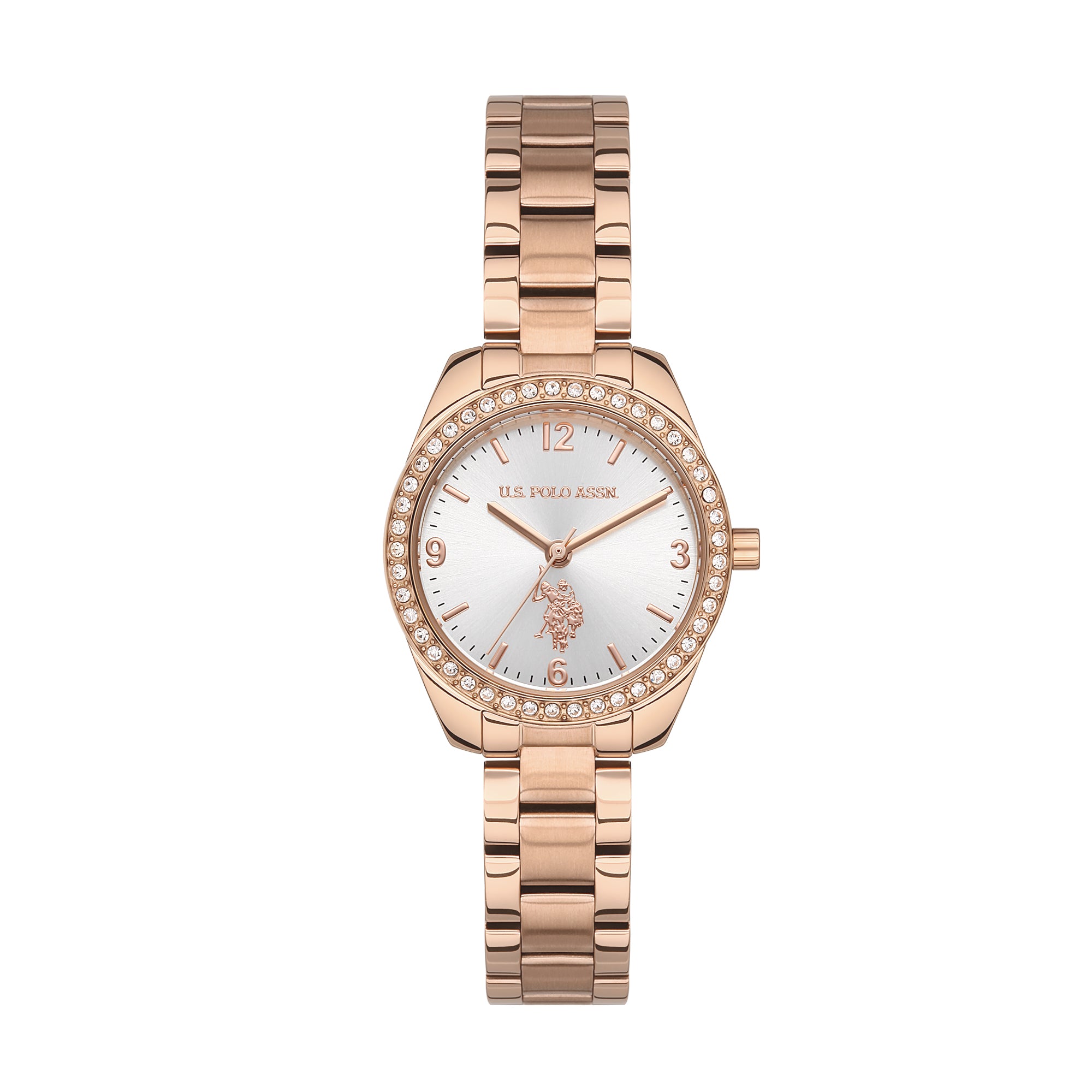 U.S. Polo Assn. Novelties Stainless Steel Bracelet Analog Watch for Women, 28mm