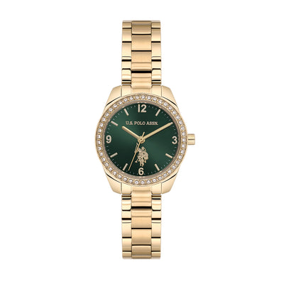 U.S. Polo Assn. Novelties Stainless Steel Bracelet Analog Watch for Women, 28mm