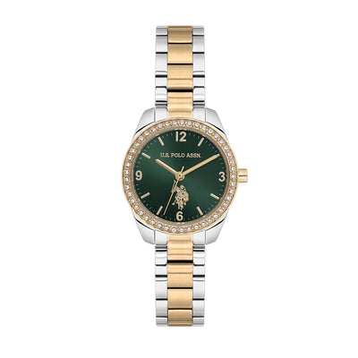 U.S. Polo Assn. Novelties Stainless Steel Bracelet Analog Watch for Women, 28mm